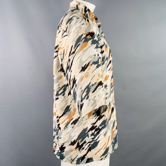 LEMAIRE Size XXL Multi Color Abstract Viscose One Pocket Short Sleeve Shirt - Picture 2 of 7